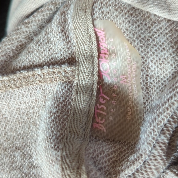 Betsey Johnson Oatmeal Hoodie French Terry Casual Neutral Rolled Edge Sz M - Picture 7 of 9